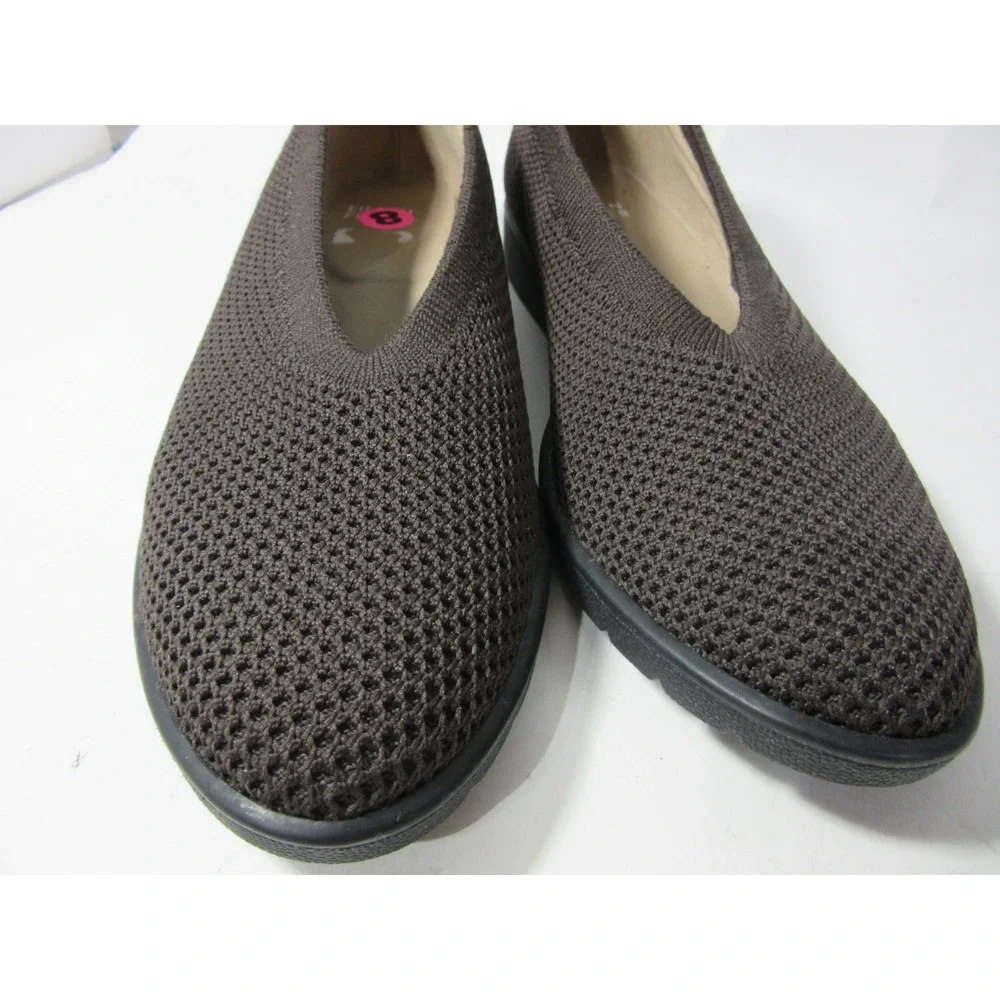 Eileen Fisher Knit Flats Womens 8 Brown Excellent Stretch Slip On Platform Wedge